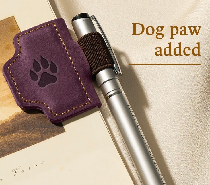 Magnetic Genuine Leather Bookmark, Pen & Glasses Holder