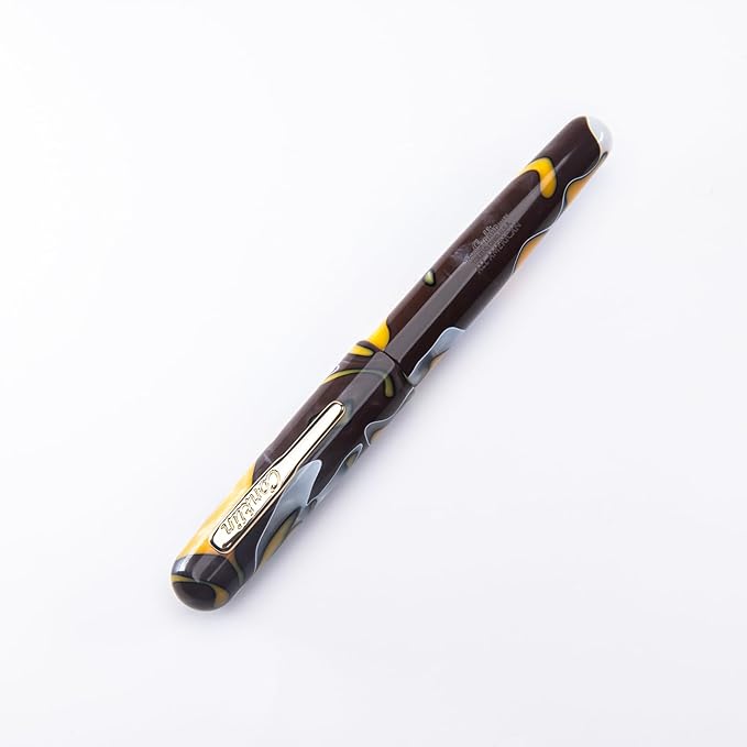 Conklin All American Fountain Pen in Yellowstone – STUB Nib, Unique Yellow, Brown & White Design – Ideal Gift for Professionals & Pen Collectors