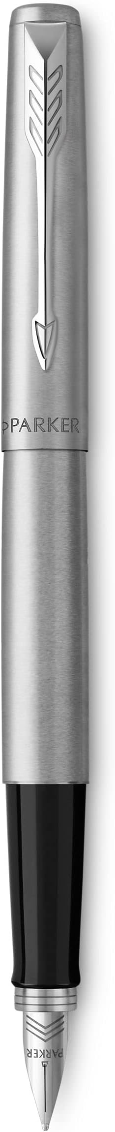 Parker Jotter Fountain Pen, Stainless Steel Body, Gold Trim, Medium Point, Blue Ink, Includes Gift Box