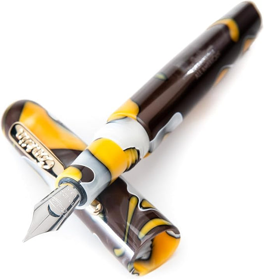 Conklin All American Fountain Pen in Yellowstone – STUB Nib, Unique Yellow, Brown & White Design – Ideal Gift for Professionals & Pen Collectors