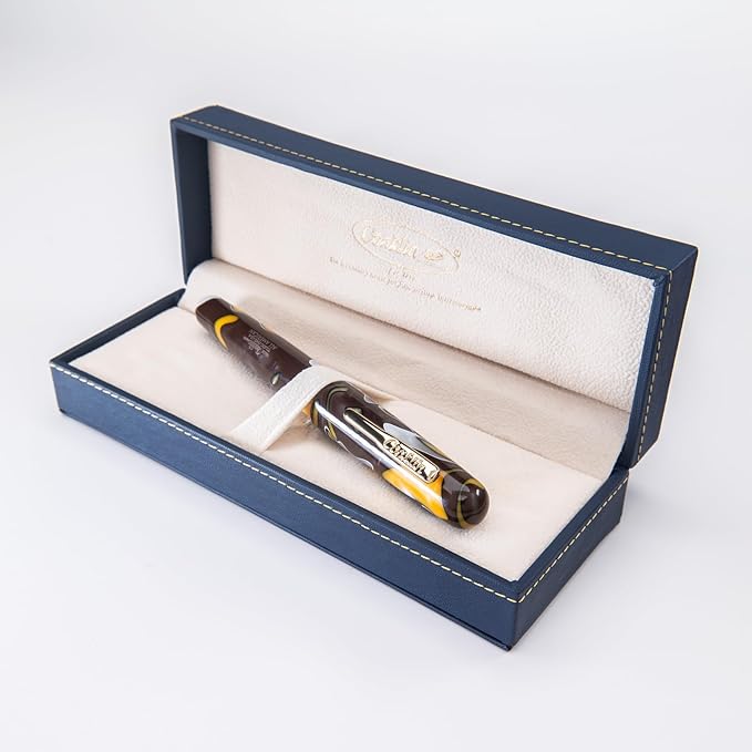 Conklin All American Fountain Pen in Yellowstone – STUB Nib, Unique Yellow, Brown & White Design – Ideal Gift for Professionals & Pen Collectors