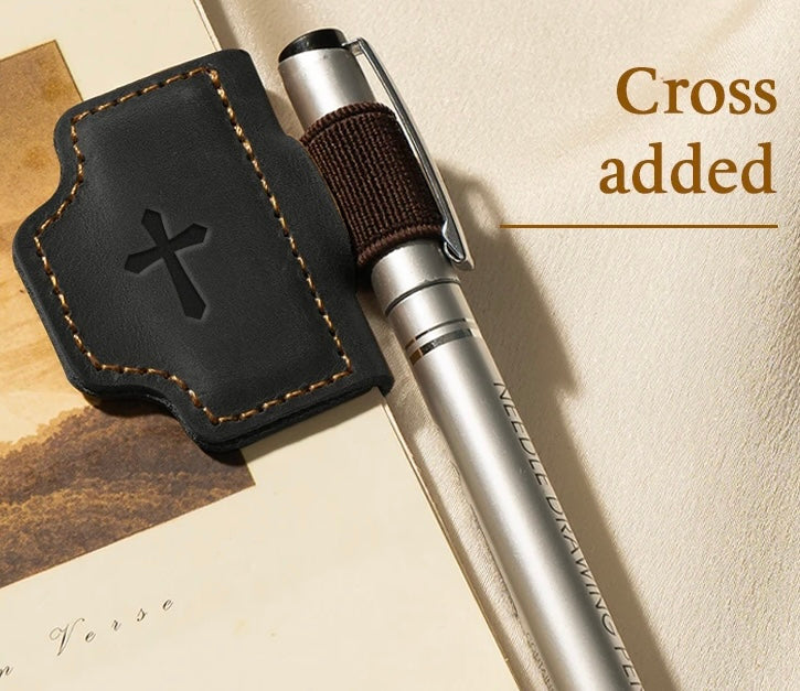 Magnetic Genuine Leather Bookmark, Pen & Glasses Holder