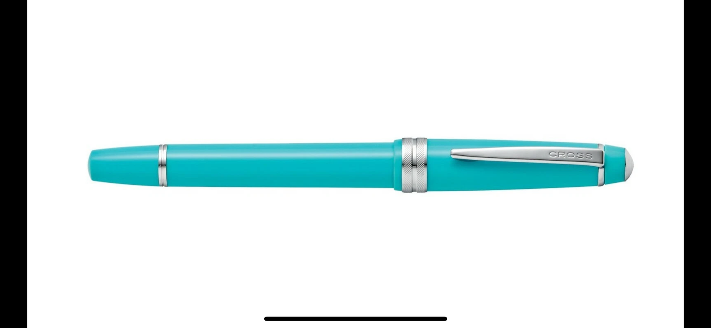 Cross Fountain Pen Fine Pt Polished Teal Resin & Chrome New In Box AT0746-6f