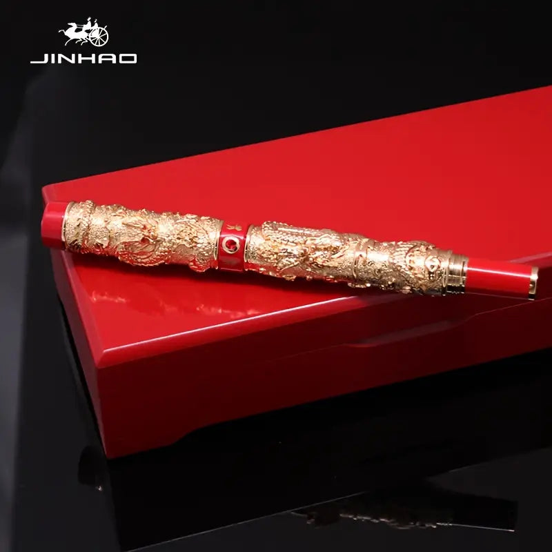 Jinhao Double Dragon Copper Fountain Pen, Medium Nib