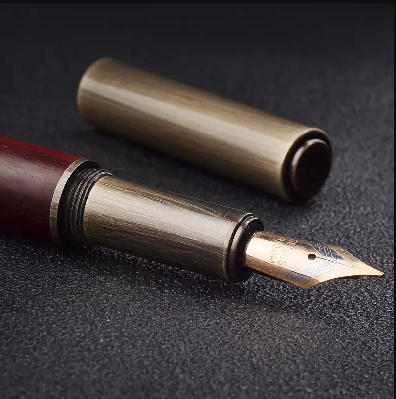 Wood and Brass Fountain Pen - BLACK