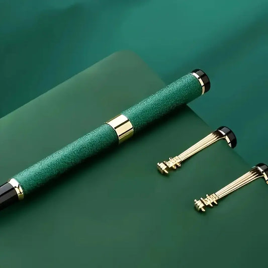Textured Classic Fountain Pen, Violin style plastic clip, Medium Nib