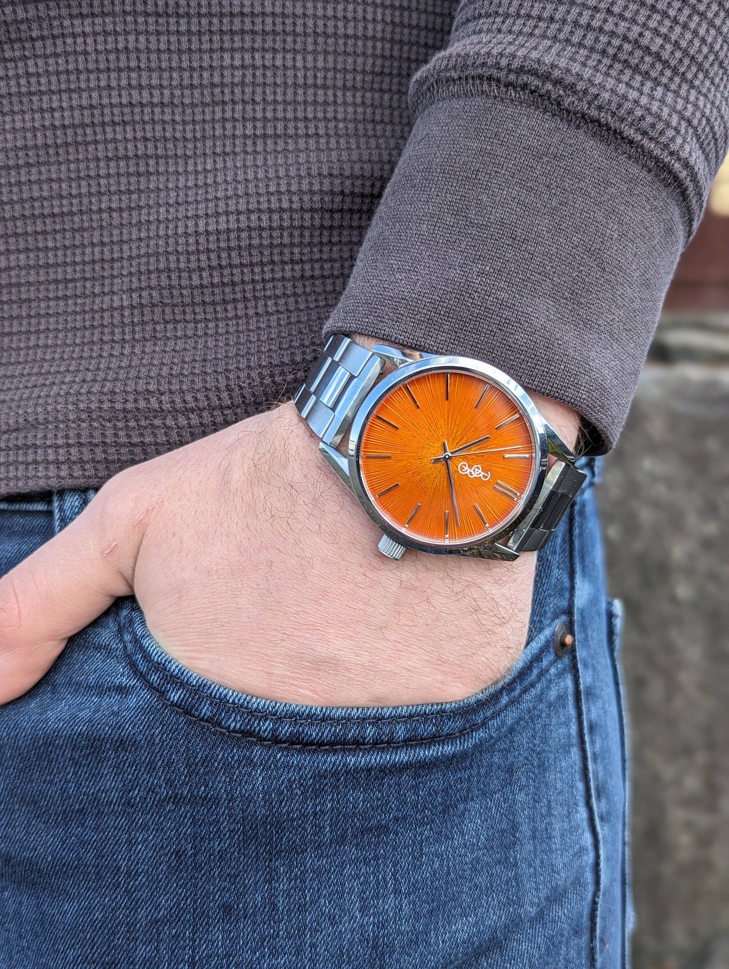 Orange Sunburst Watch  from the Beyond Boring Watch Company