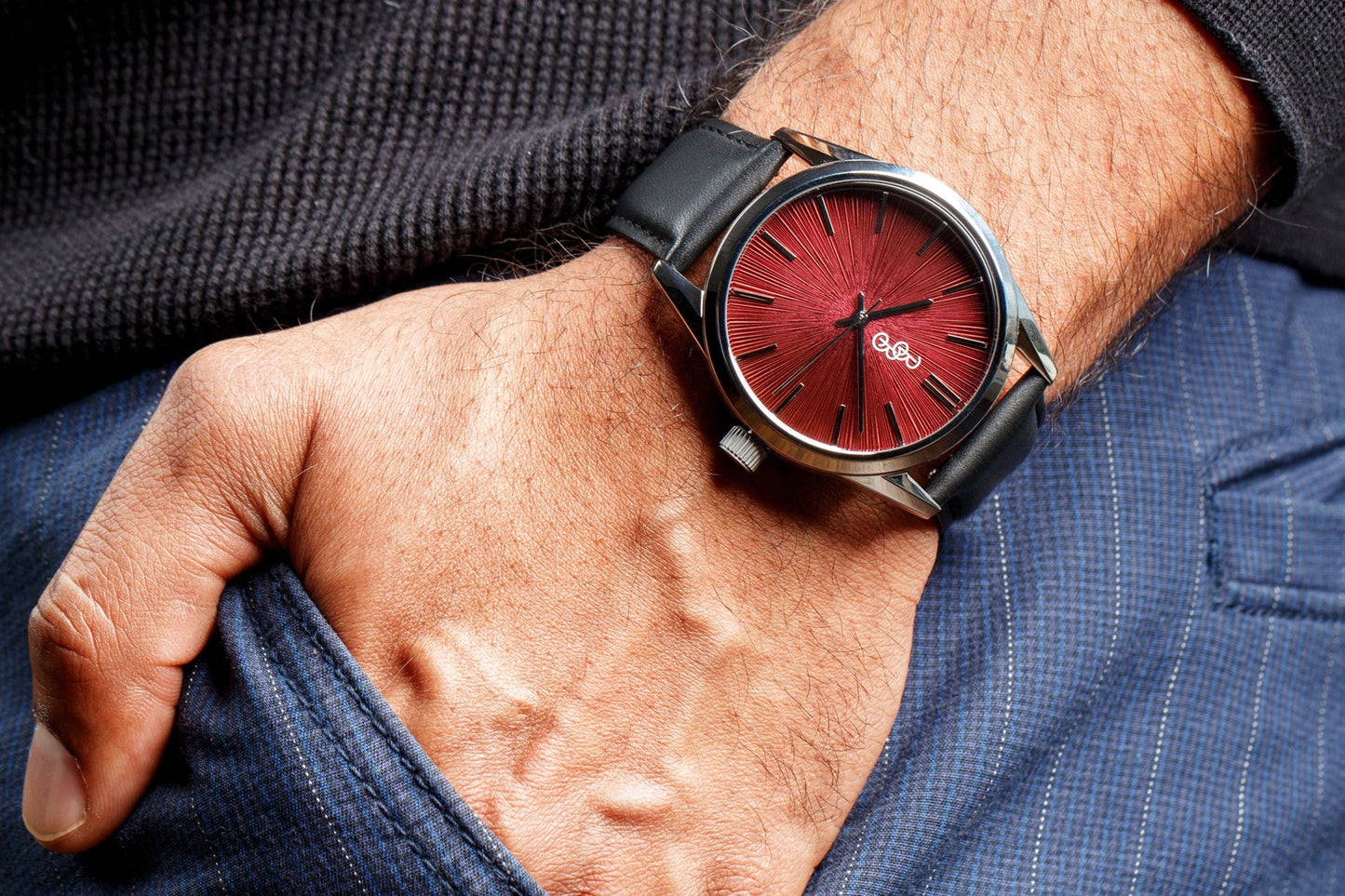 Burgundy Sunburst Watch  from the Beyond Boring Watch Company