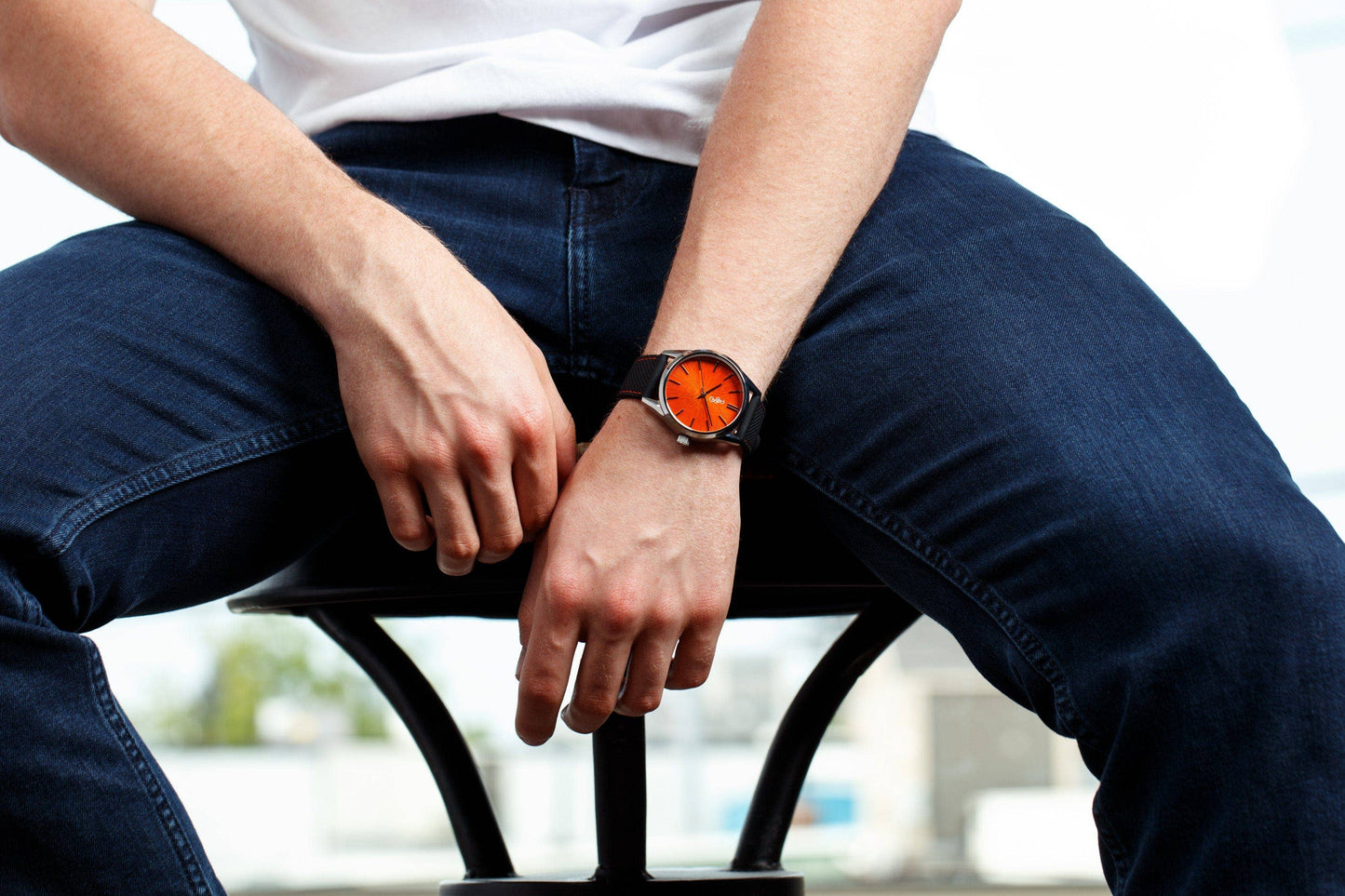 Orange Sunburst Watch  from the Beyond Boring Watch Company