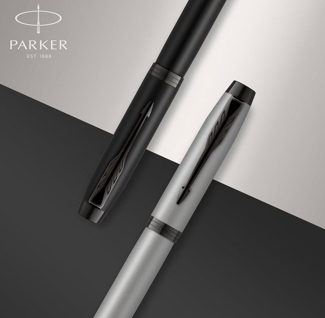 Parker IM Fountain Pen, Matte Black, Black Trim, Medium Point, Blue Ink Cartridge, Gift Box - Perfect for Calligraphy and Artistic Writing