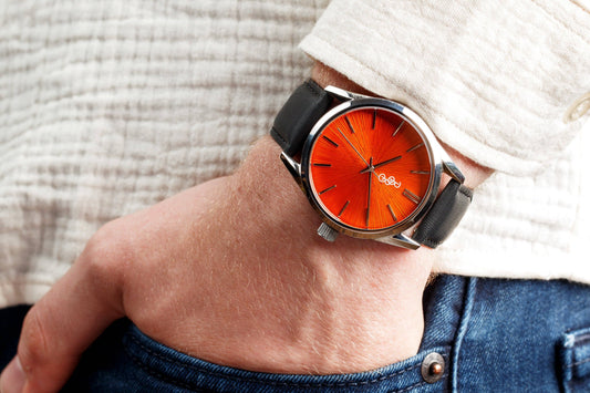 Orange Sunburst Watch  from the Beyond Boring Watch Company