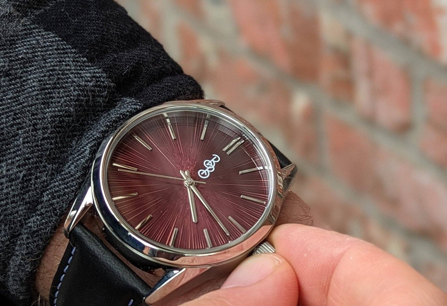 Burgundy Sunburst Watch  from the Beyond Boring Watch Company