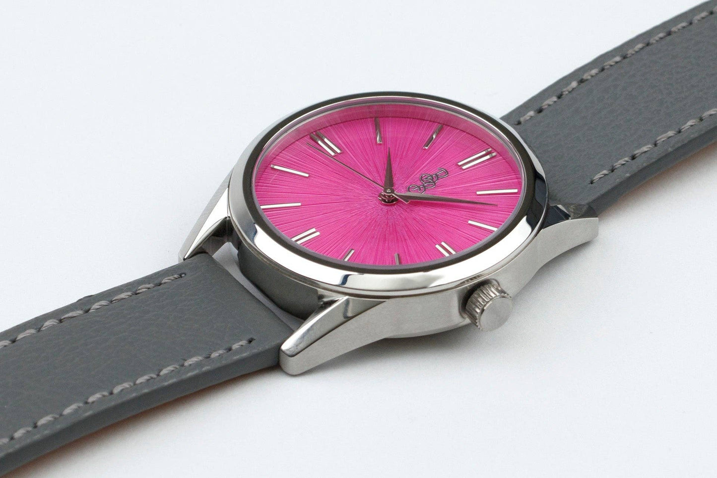 Pink Sunburst Watch from the Beyond Boring Watch Company