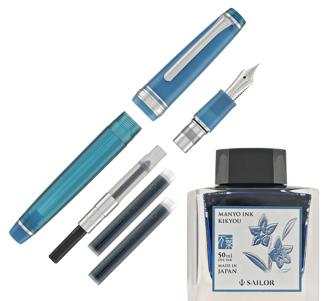 Sailor Pro Gear Slim Fountain Pen in Manyo #2 Series Violet (Blue / Wild Violet) - 14K Gold