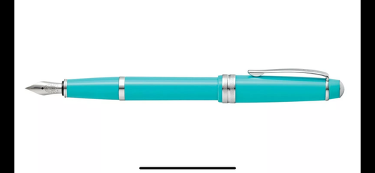 Cross  Fountain Pen Fine Pt Polished Teal Resin  & Chrome New In Box AT0746-6f