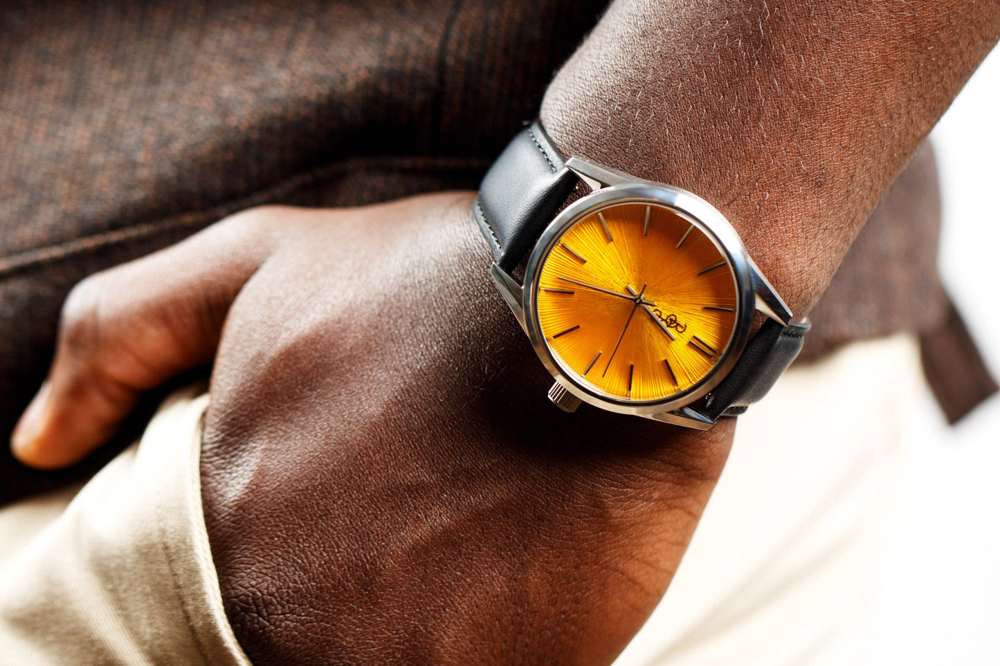 Yellow Sunburst Watch  from the Beyond Boring Watch Company