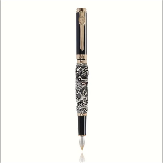 Premium New Jinhao Auspicious Ancient Silver Dragon Pen - Medium Nib