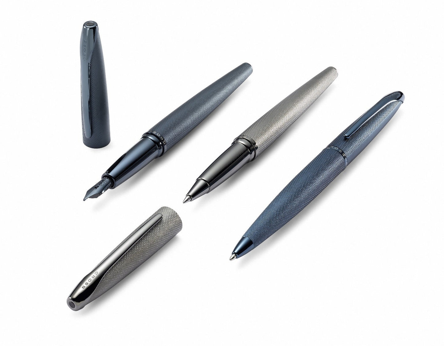 ATX® Sandblasted Dark Blue Stainless Steel Medium Nib Fountain Pen