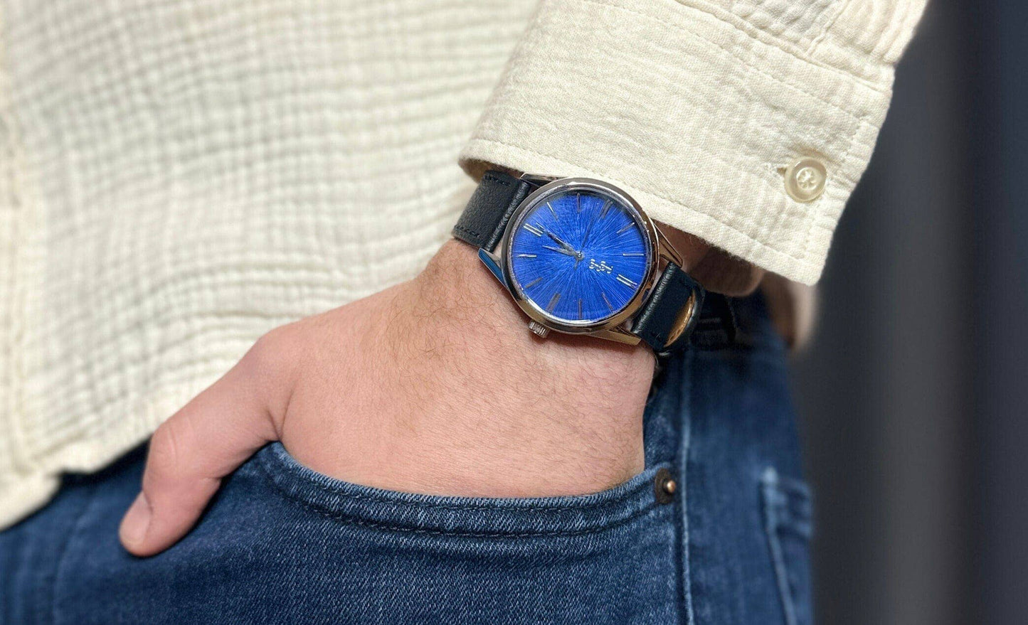 Blue Sunburst Watch  from the Beyond Boring Watch Company