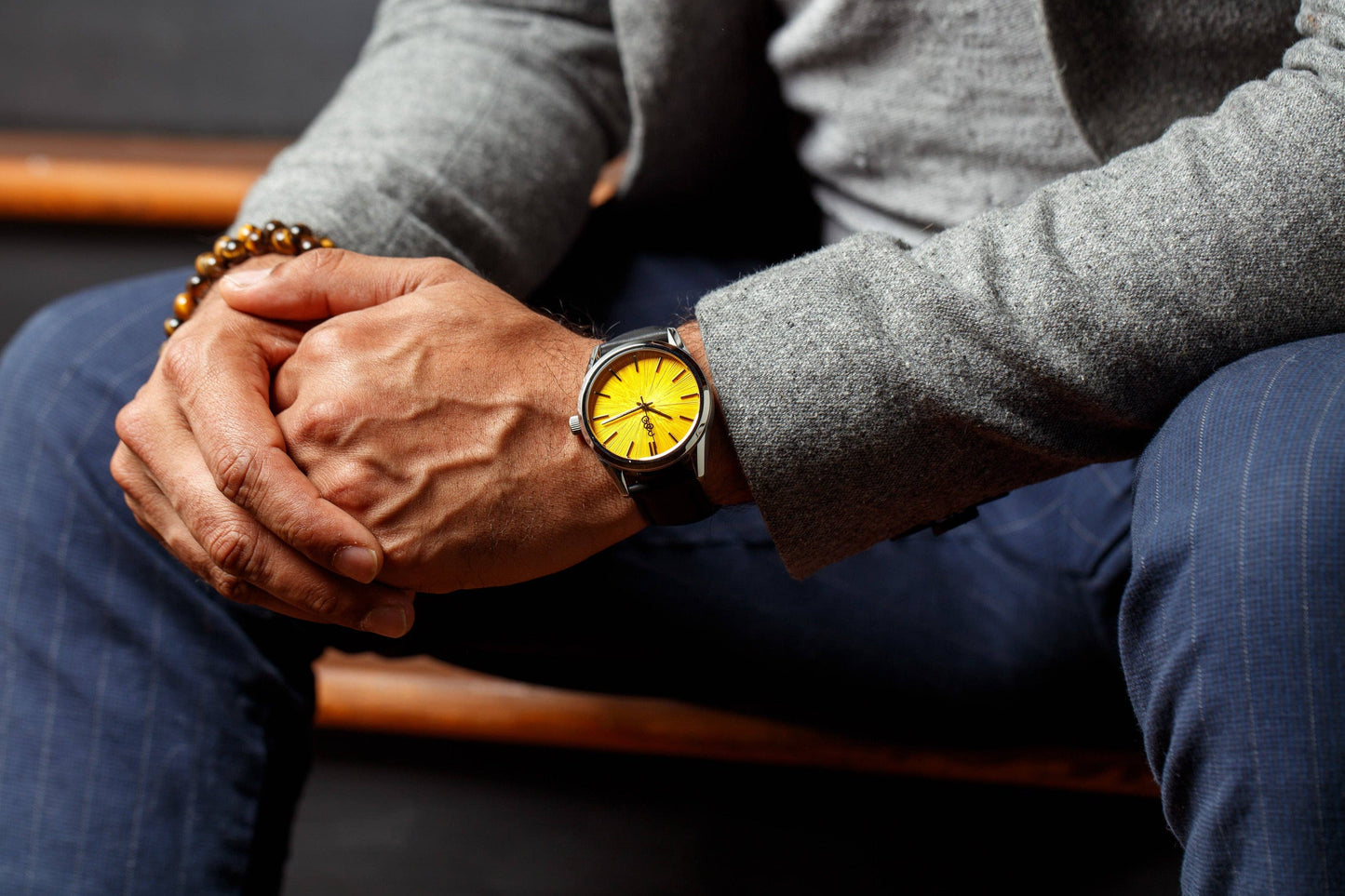 Yellow Sunburst Watch  from the Beyond Boring Watch Company