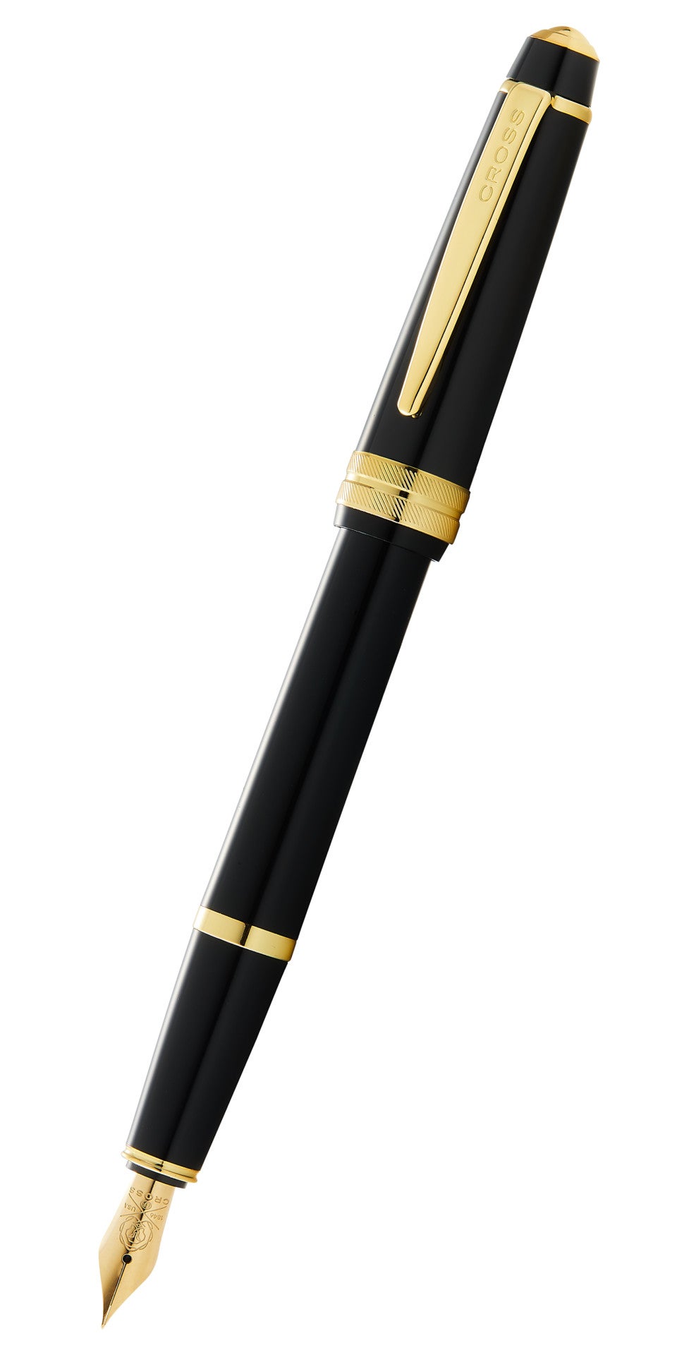 Bailey Light™ Polished Black Resin and Gold Tone Medium Nib Fountain Pen
