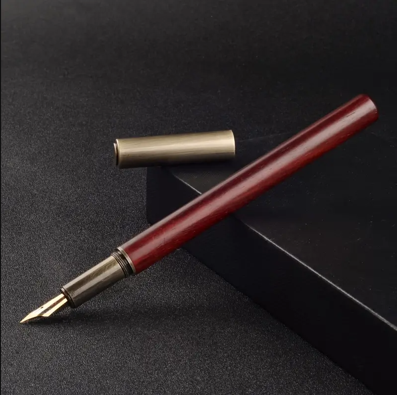Wood and Brass Fountain Pen - RED
