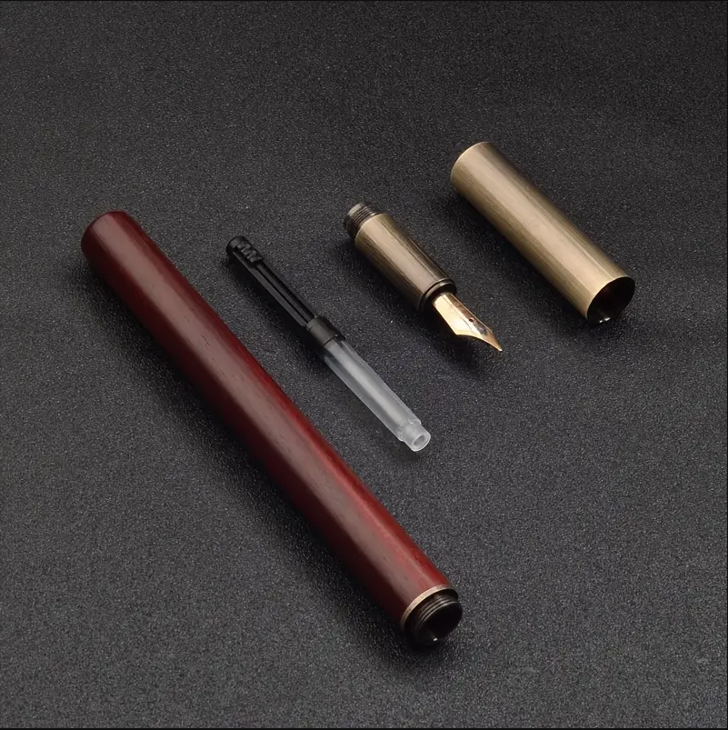 Wood and Brass Fountain Pen - RED